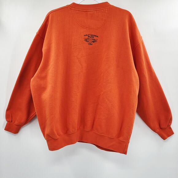 Harley-Davidson Beijing Orange Embroidered Logo Crewneck Sweatshirt Men's Sz XL - Picture 2 of 7